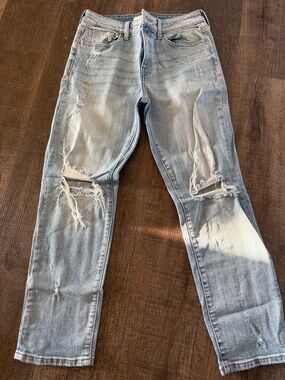 Women's Light Blue Distressed Ankle Jeans